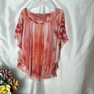 Top,blouse,women XL ,sheer overlay,sparkles,fairy,boho,colorful,flowy,flare EC